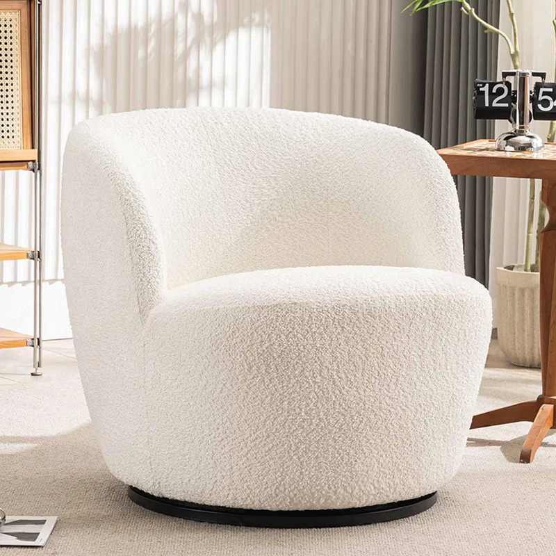 Hadriel Upholstered Swivel Accent Chairs, Boucle Swivel Barrel Chair, Accent Arm Chairs for Small... | Wayfair North America
