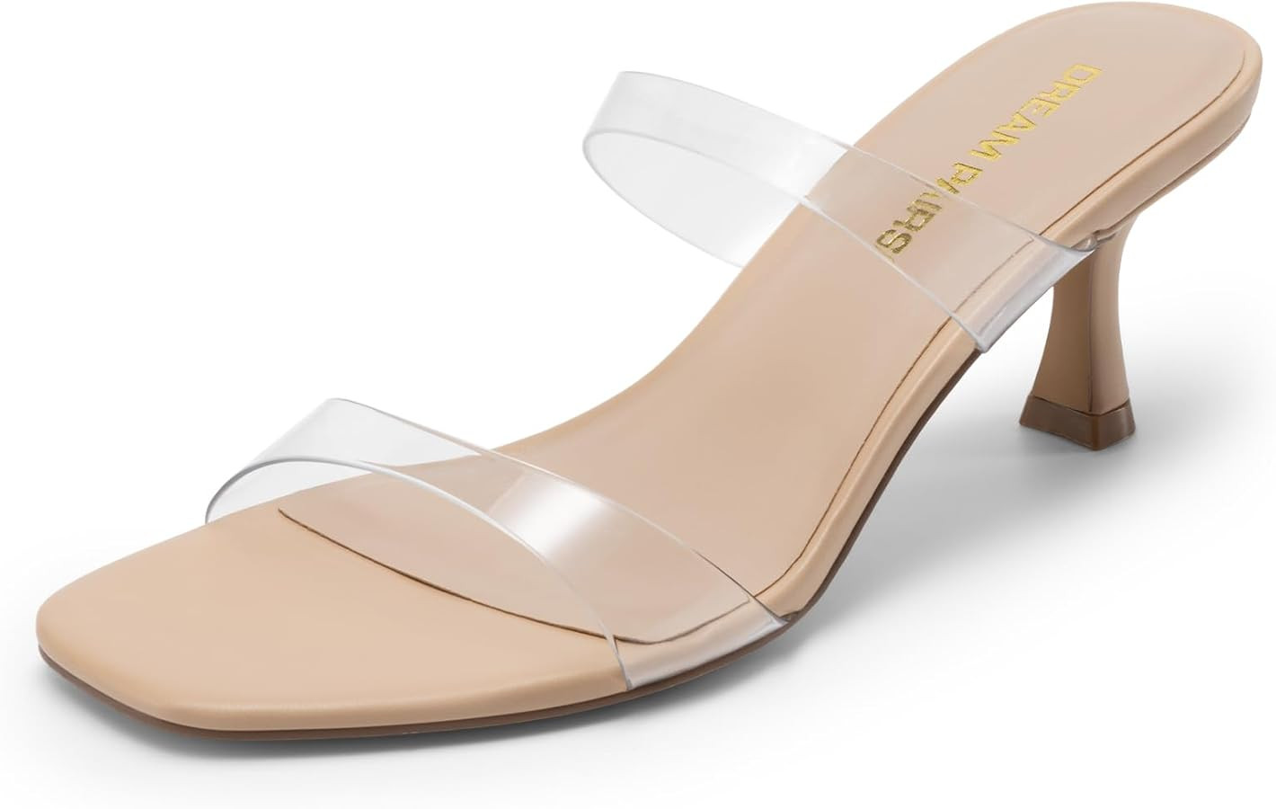 DREAM PAIRS Women's Low Kitten Heels Square Toe Two Strap Heeled Sandals Dress Casual Summer Mule... | Amazon (US)