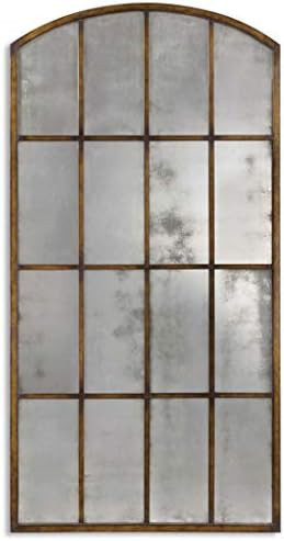 MY SWANKY HOME Antiqued Glass Window Arch Wall Floor Mirror XL 82 in Oversize Bronze Dramatic | Amazon (US)