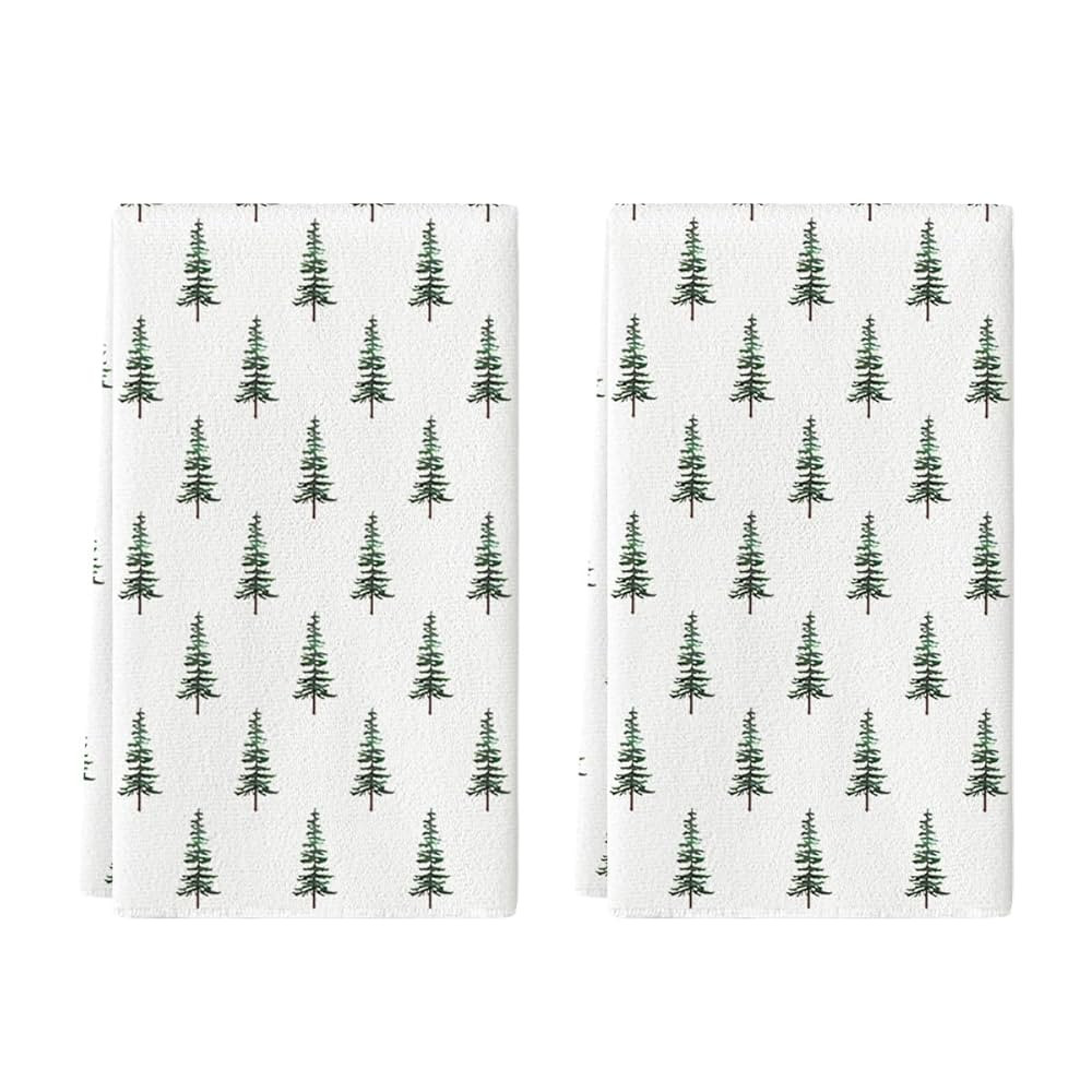 Artoid Mode Green Xmas Tree Christmas Kitchen Towels Dish Towels, 18x26 Inch Farmhouse Holiday Wi... | Amazon (US)