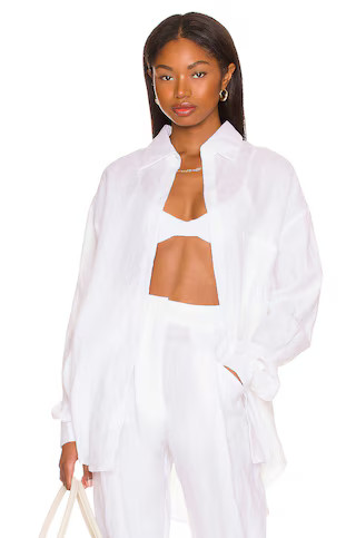 AEXAE Linen Woven Shirt in White from Revolve.com | Revolve Clothing (Global)