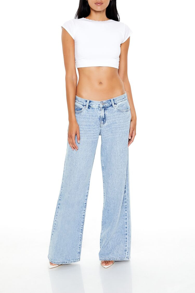 Women's Mineral Wash Baggy Jeans in Light Denim, 9 | Forever 21