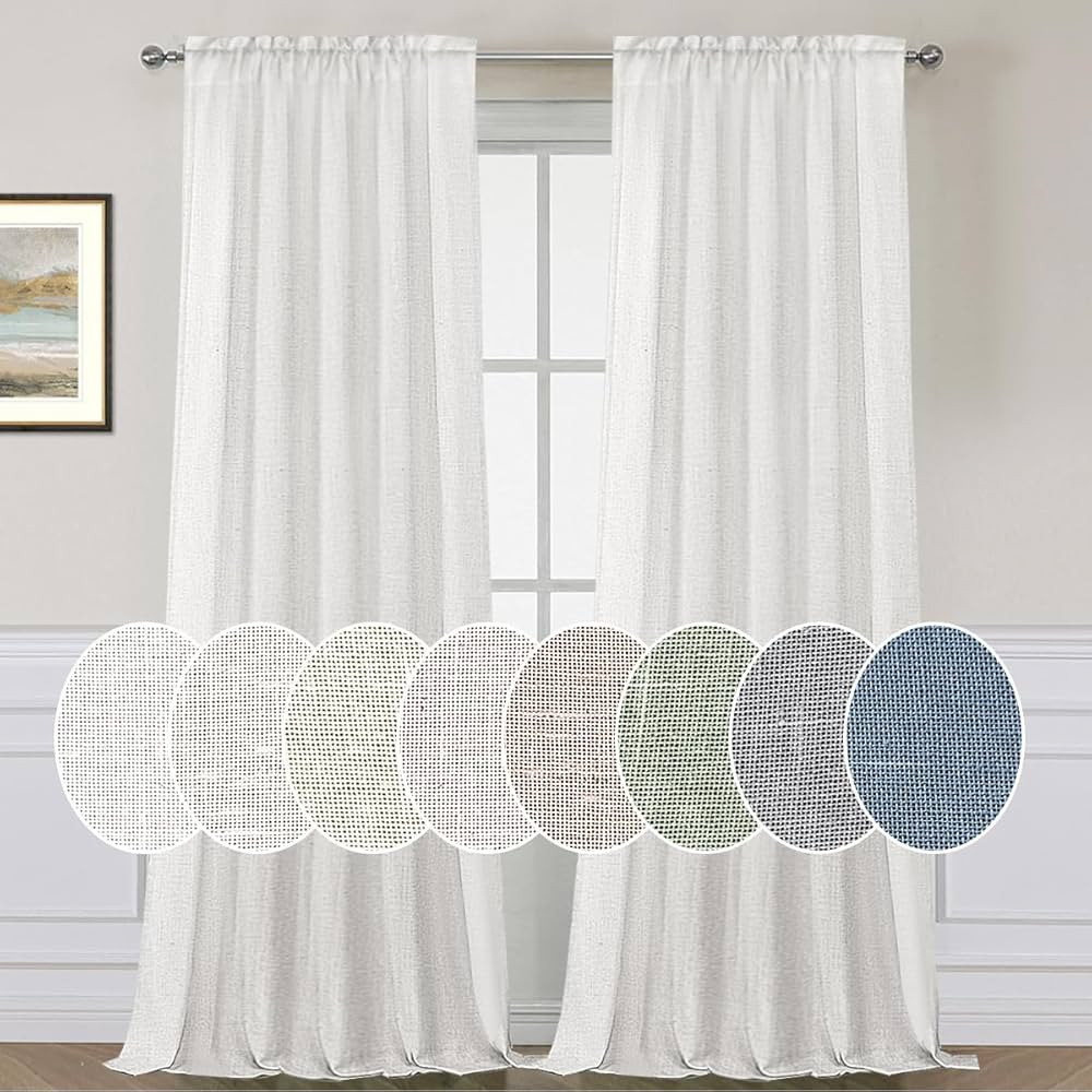 Linen Curtains Elegant Natural Linen Blended Curtains Energy Efficient Light Filtering / Rod Pock... | Amazon (US)