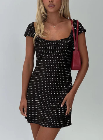 Lucienna Polka Dot Mini Dress Black / White | Princess Polly US