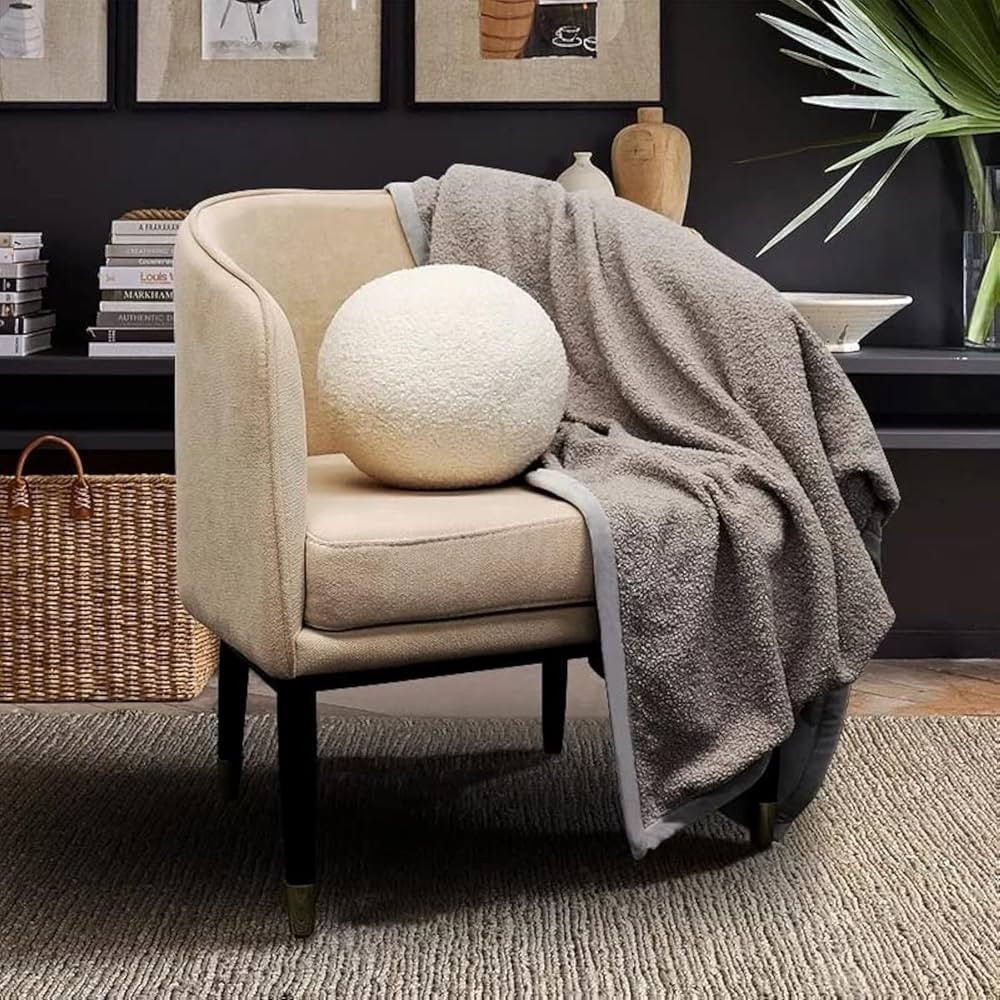 Oval Round Pillow Cushion Boucle-Like Round Throw Pillow for Modern Home Decor on Sofa Couch by M... | Amazon (US)