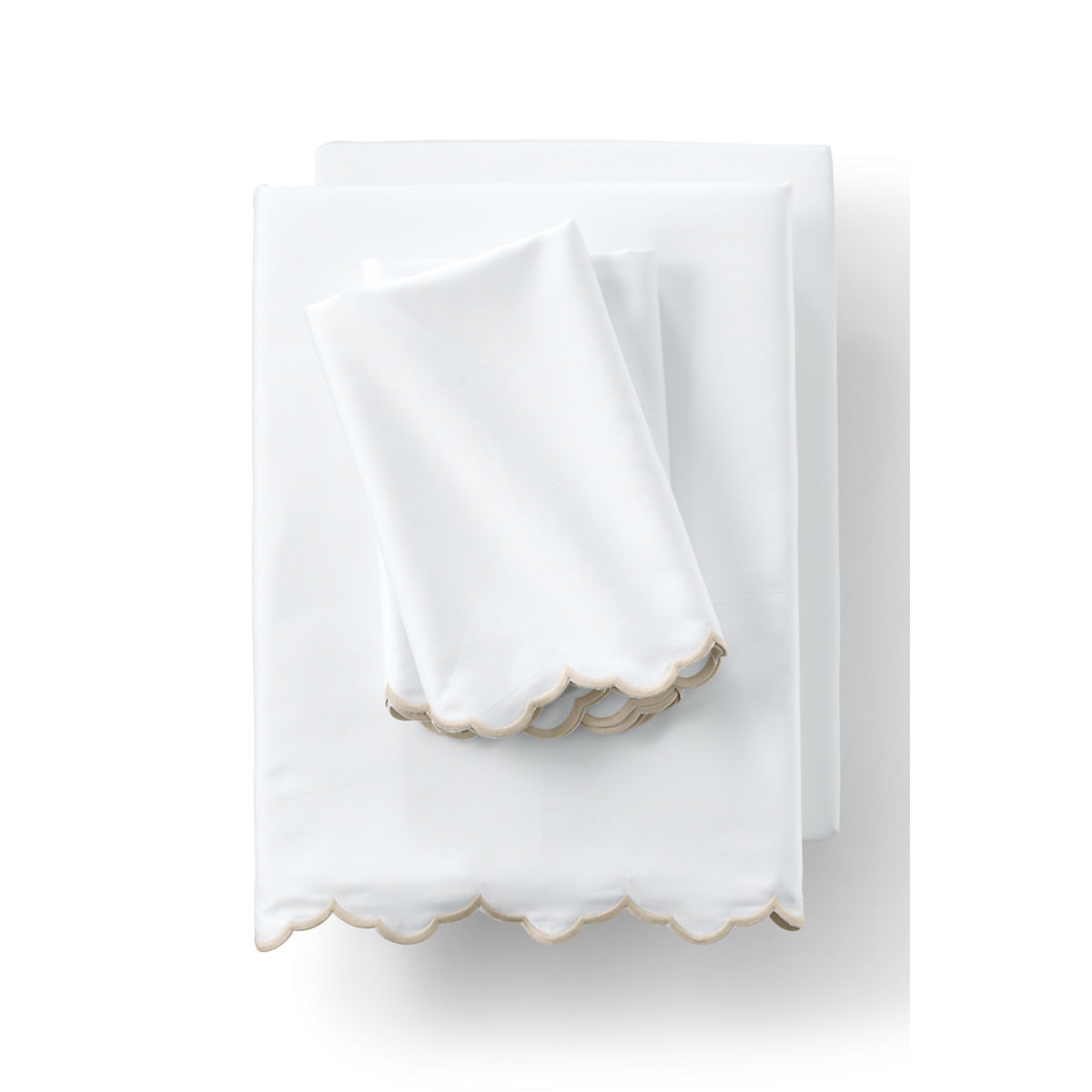 400 Thread Count Premium Supima Cotton No Iron Sateen Scalloped Bed Sheet Set | Lands' End (US)