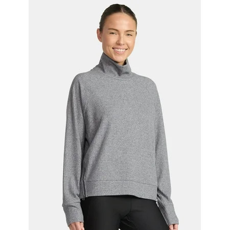 Avia Women's and Women's Plus Corded Mock Neck Pullover with Long Sleeves, Sizes XS-4X | Walmart (US)