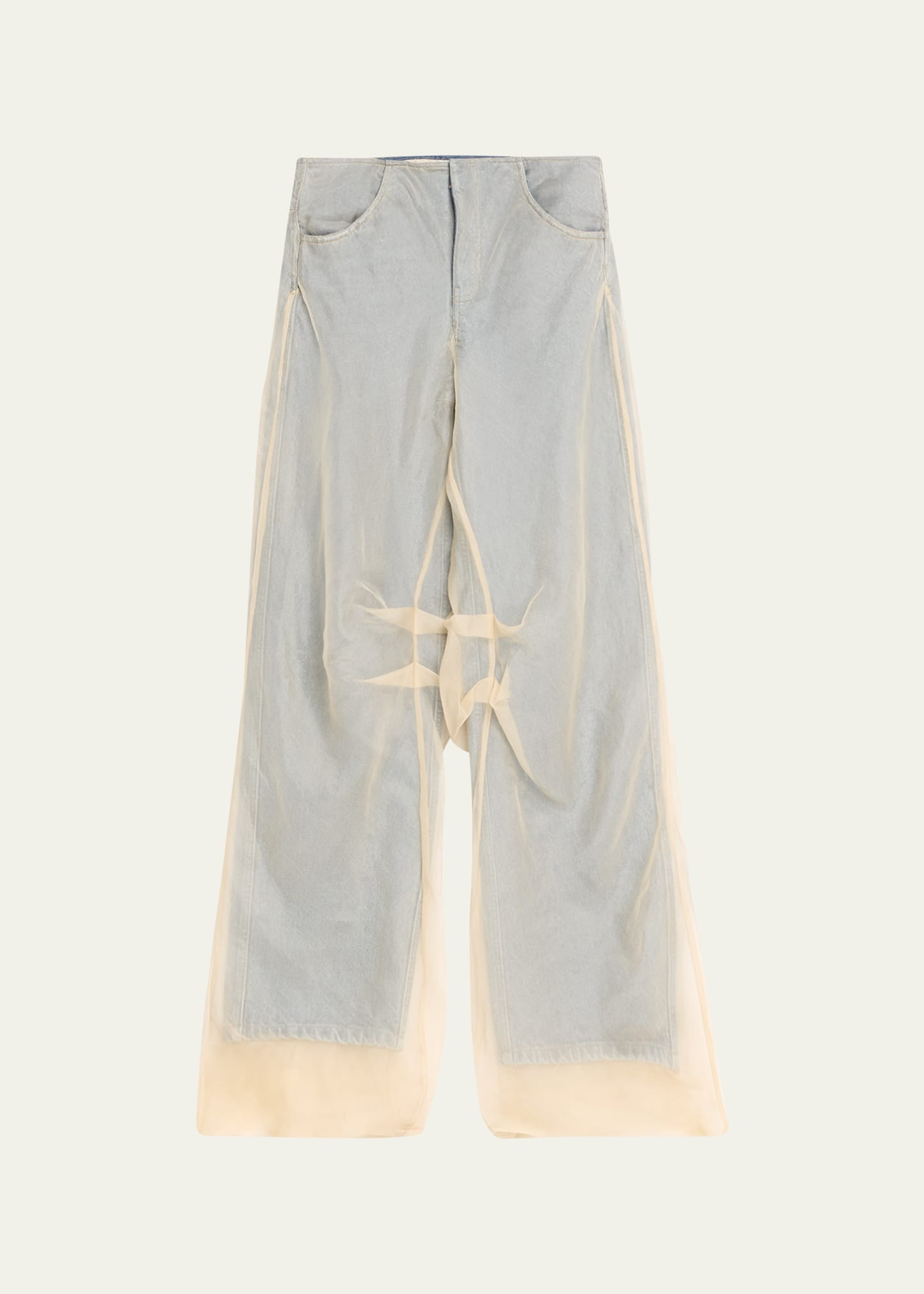 Wide-Leg Denim Jeans with Silk Parchment Overlay | Bergdorf Goodman