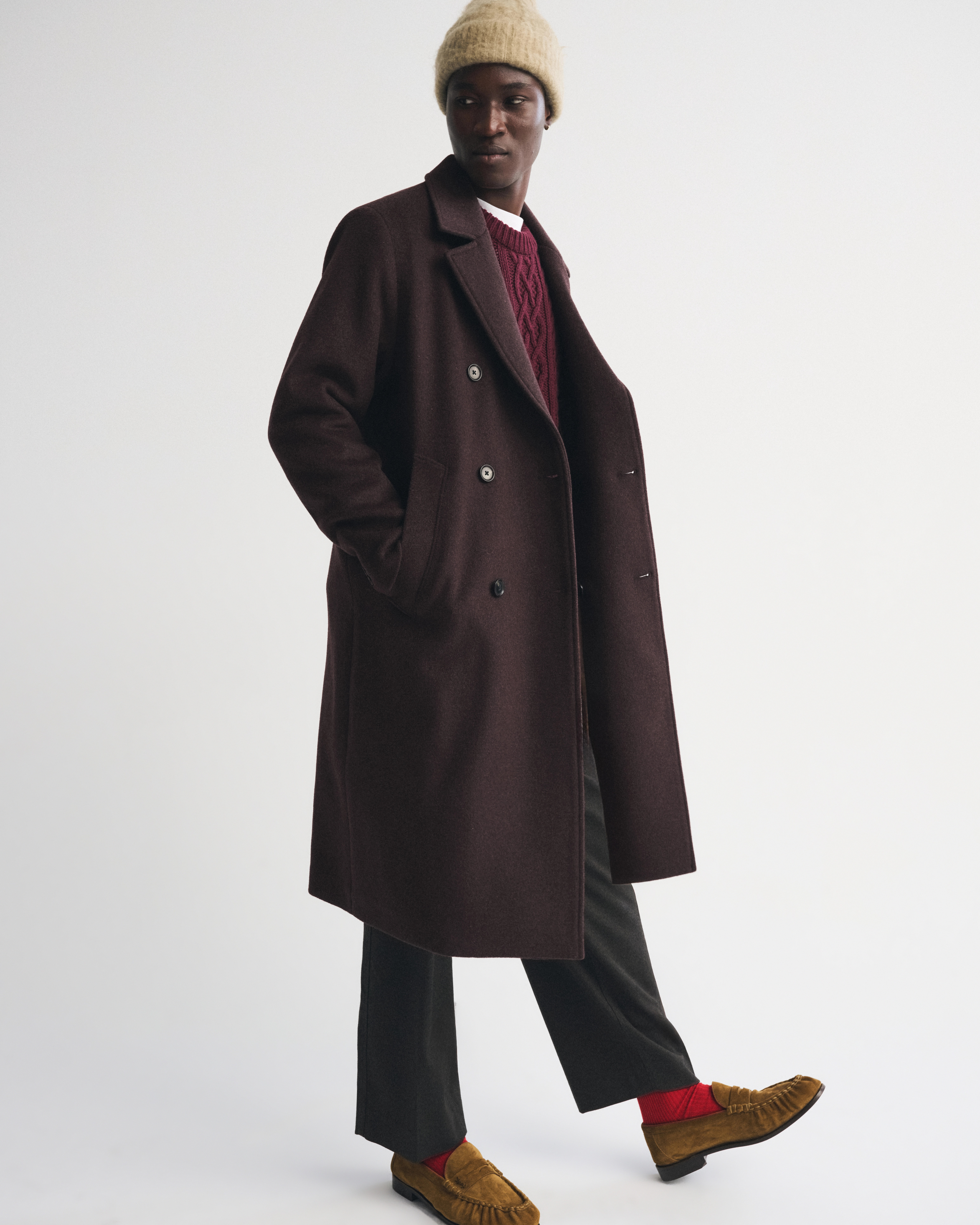Wool-Blend Double-Breasted Coat | Abercrombie & Fitch (US)