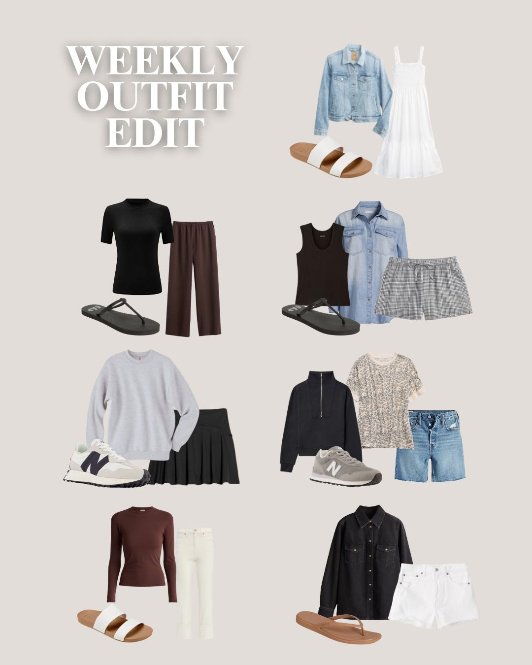 Week 17 outfits from the 2026 year round capsule wardrobee