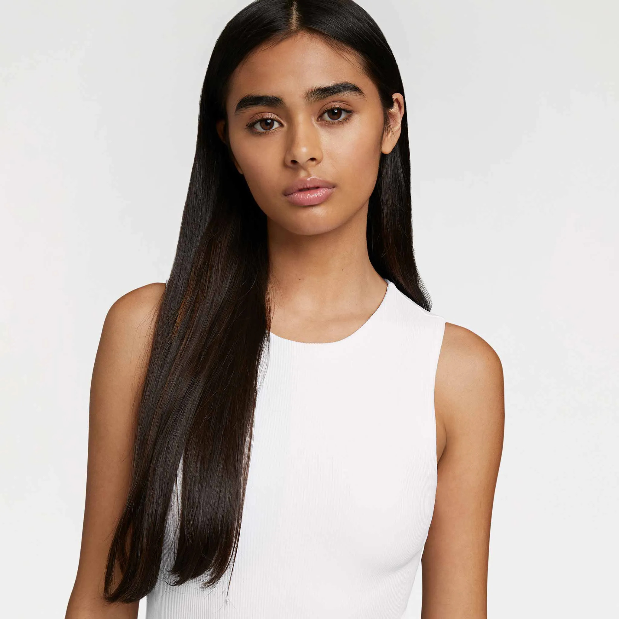 Women's Ribbed Crew Tank Bodysuit | White - nuuds | nuuds