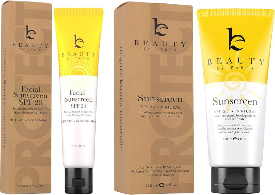 Mineral Sunscreen Set - Face Sunscreen SPF 20 & Body Sunscreen Lotion SPF 25, Zinc Oxide Sunscree... | Amazon (US)