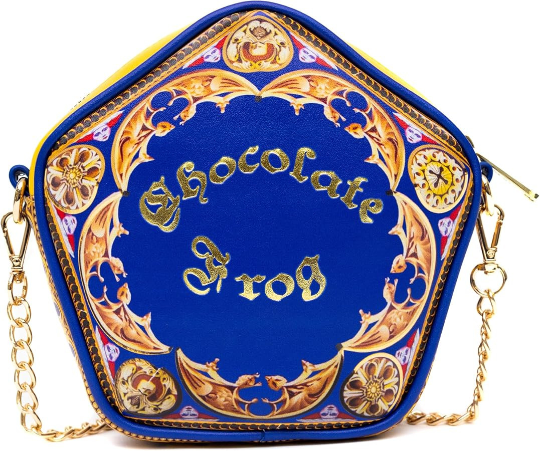 Harry PotterBag, Crossbody, Figural, Chocolate Frog Candy Box Replica Debossed Gold, Blue, Vegan ... | Amazon (US)