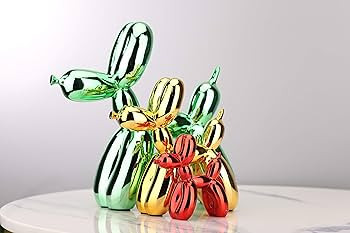 WUBIANJIE Animals Figurine Resin Cute Shiny Balloon Dog Shape Statue Art Sculpture Figurine Craft... | Amazon (US)