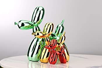 WUBIANJIE Animals Figurine Resin Cute Shiny Balloon Dog Shape Statue Art Sculpture Figurine Craft... | Amazon (US)