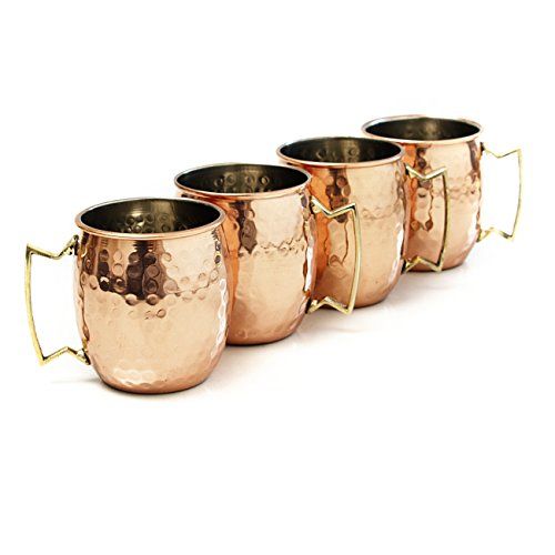 Moscow Mule Hammered Copper 18 Ounce Drinking Mug, Set of 4 | Amazon (US)