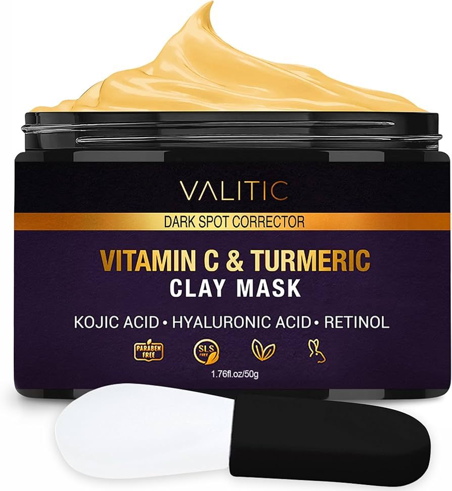 VALITIC Vitamin C & Turmeric Clay Mask - Dark Spot Corrector with Kojic Acid, Hyaluronic Acid & R... | Amazon (US)