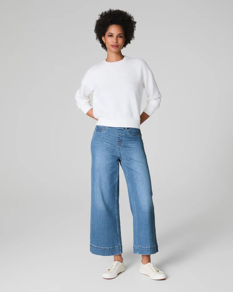 SPANXshape™ EveryWear Cropped Wide Leg Jeans, Stonewashed Blue | Spanx