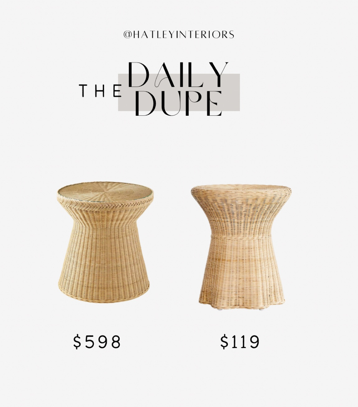 today’s daily dupe! 

serena & lily salinas rattan side table dupe, rattan accent table, rattan end table, wicker accent table, wicker side table, wicker end table, home decor, nursery decor 

#LTKsalealert #LTKhome