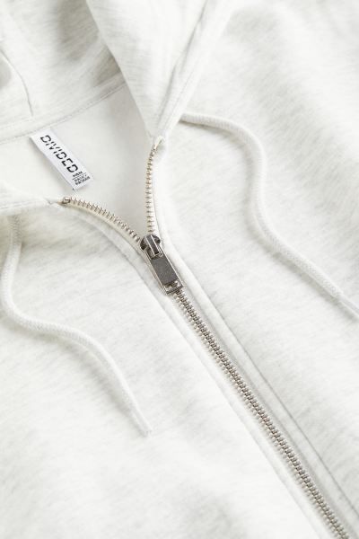 Short Hooded Sweatshirt Jacket - Light gray melange - Ladies | H&M US | H&M (US + CA)
