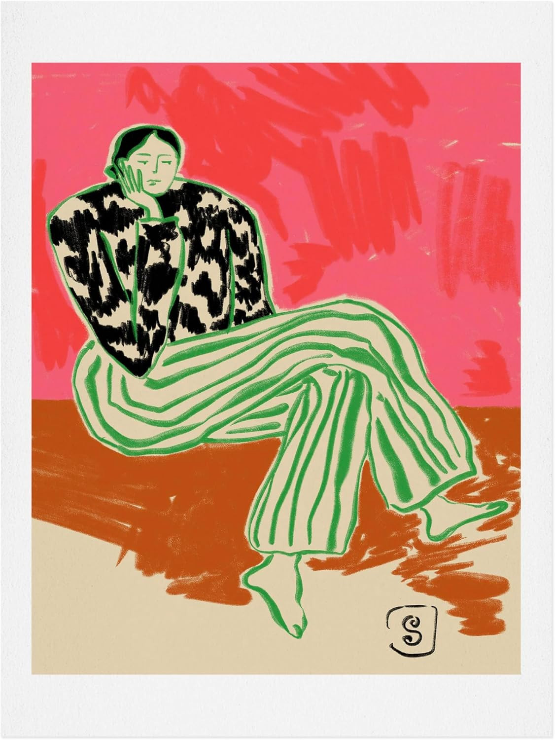 Society6 Calm Woman Portrait Art Print - Wall Decor by Sandra Poliakov - Custom Trimmed Modern Wa... | Amazon (US)