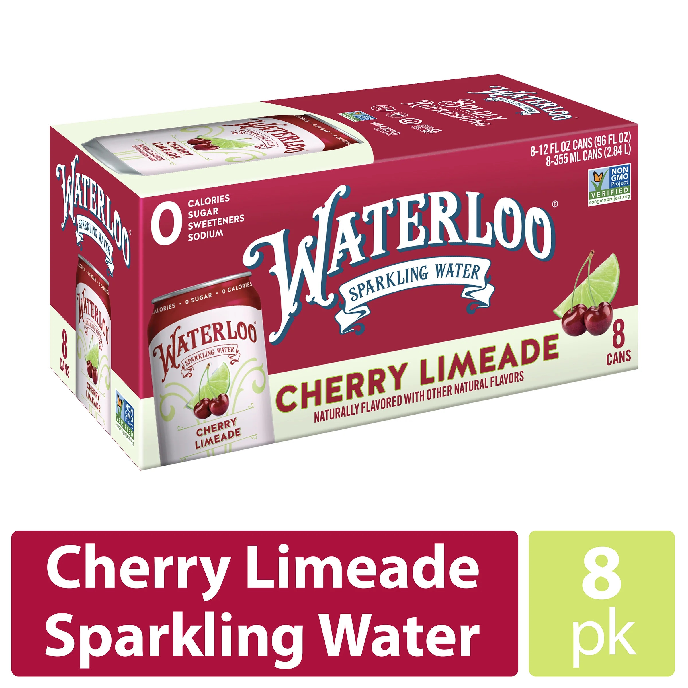 Waterloo Sparkling Water, Cherry Limeade, 12 fl oz, 8 Pack Cans | Walmart (US)
