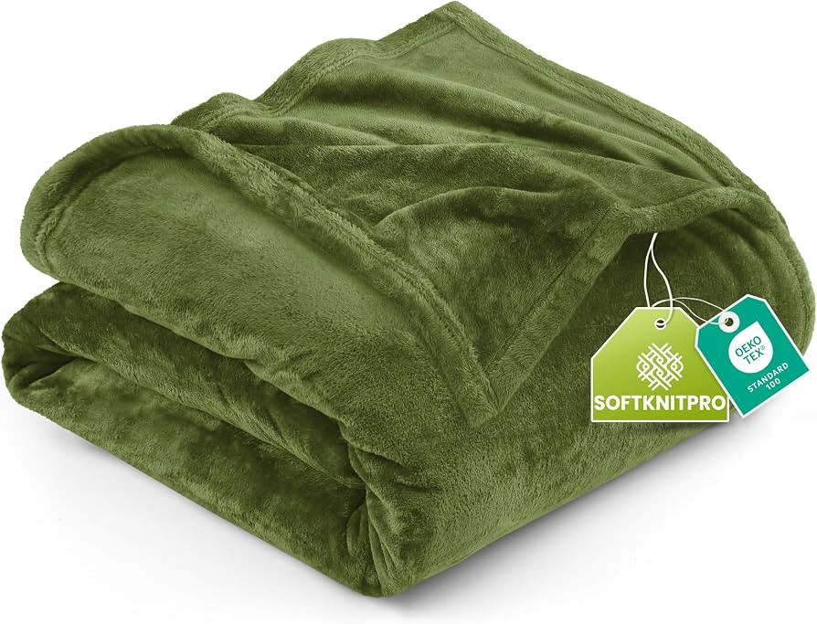 Utopia Bedding Fleece Blanket Queen Size Olive 300GSM Luxury Fuzzy Soft Anti-Static Microfiber Be... | Amazon (US)