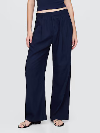 365 High Rise Linen-Blend Trousers | Gap (US)