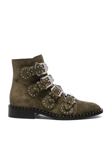 Givenchy Elegant Studded Suede Ankle Boots in Green. - size 37 (also in 41) | FORWARD by elyse walker