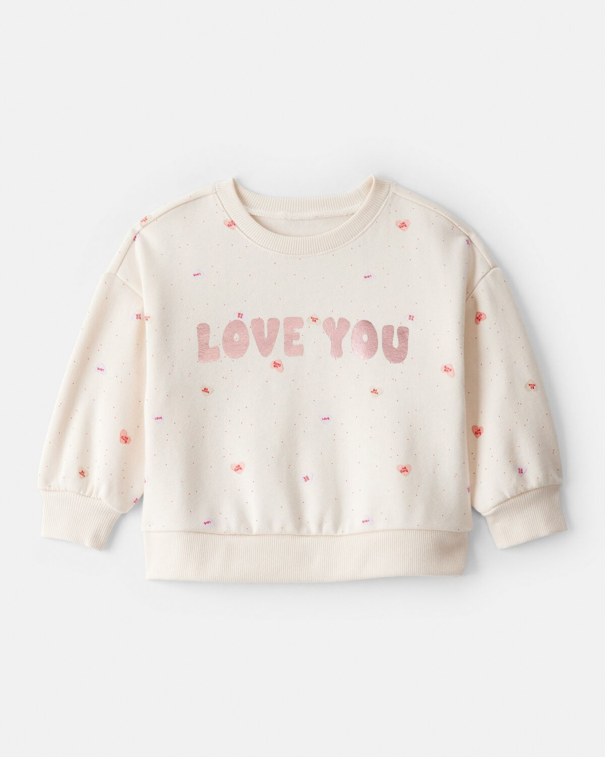Baby Girl Heart Long-Sleeve Pullover Sweatshirt - Ivory | Carter's | Carter's Inc
