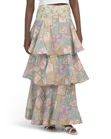 Silk Blend Florence 3 Tiered Pleated Tulip Maxi Skirt | Shorts & Skirts | Marshalls | Marshalls