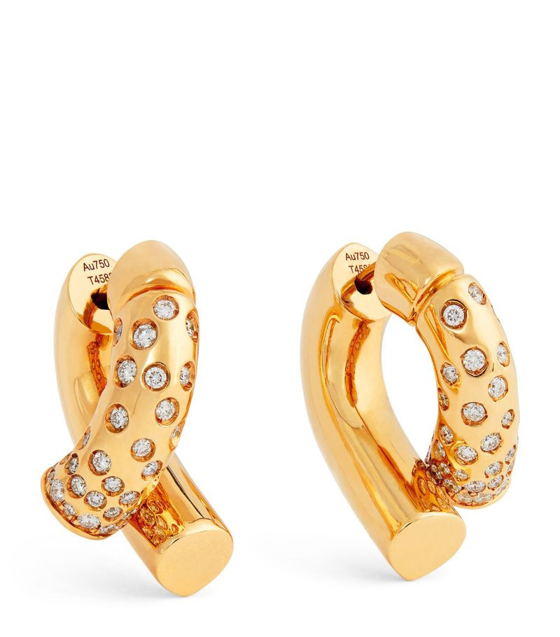 Tabayer Yellow Gold And Pavé Diamond Oera Hoop Earrings | Harrods