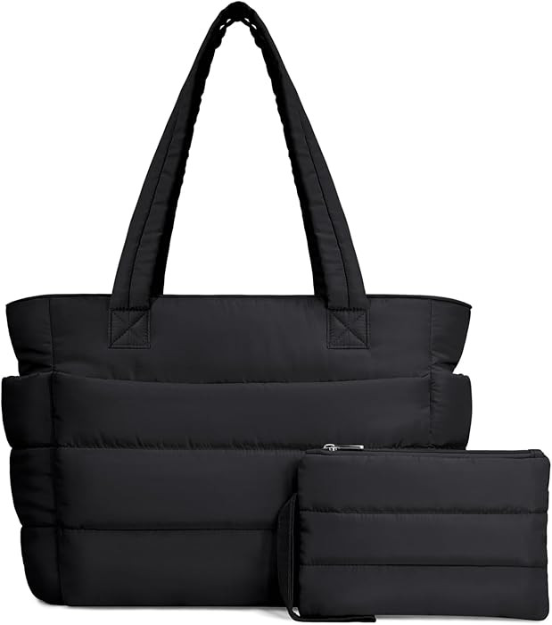 Amazon.com | TOPDesign Puffer Tote Bag for Women, Lightweight Puffy Handbag with Compartments & C... | Amazon (US)