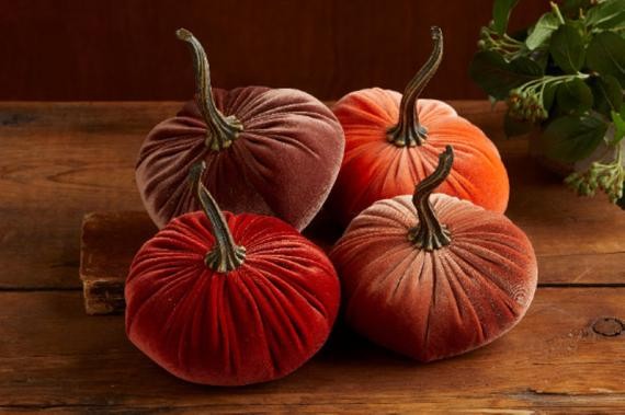 Velvet Pumpkins Set of 4, rustic home decor, shabby chic decor, Fall wedding decor, farmhouse dec... | Etsy (US)