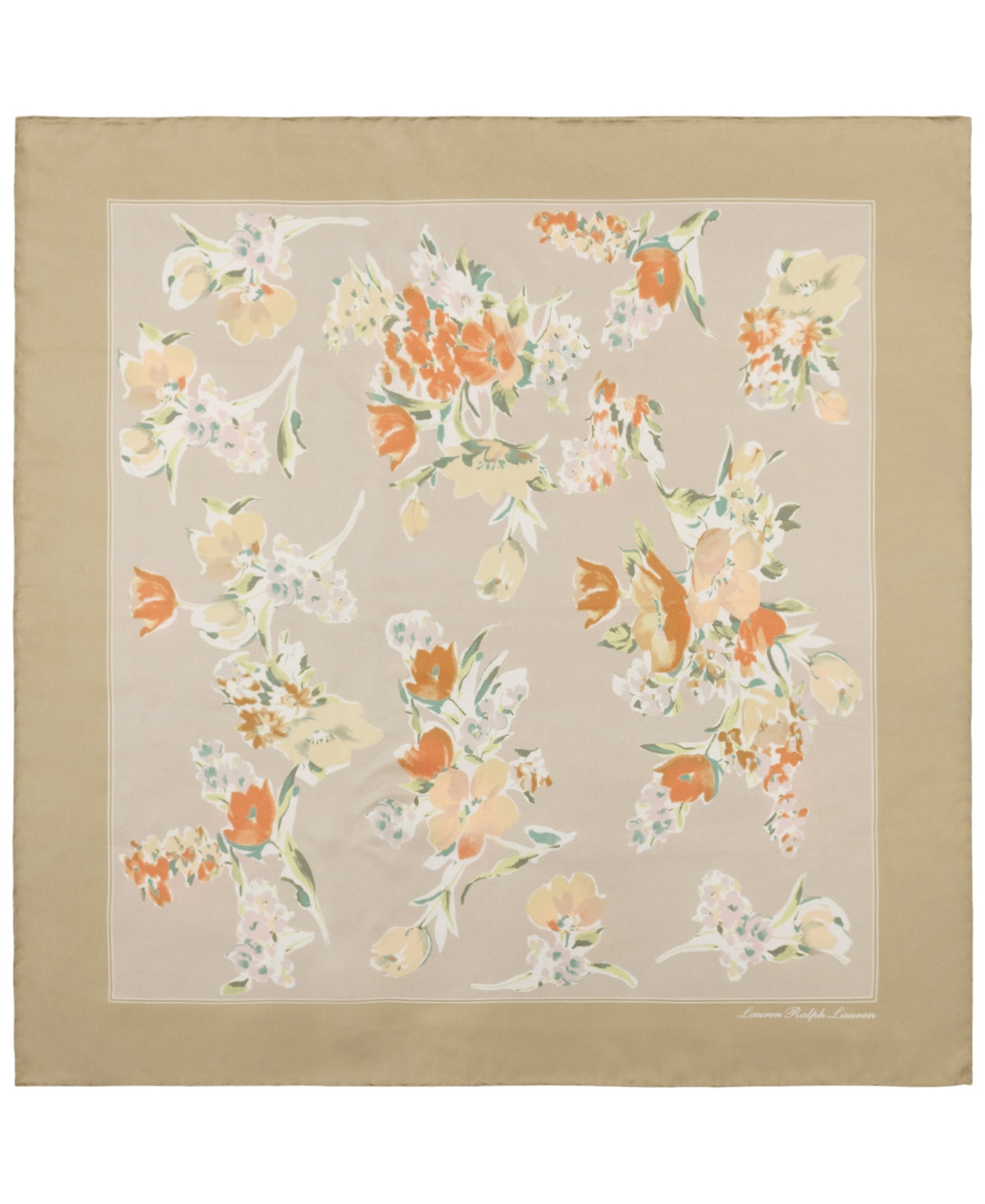Lauren Ralph Lauren Floral Small Square Scarf - Ginger Tan | Macy's