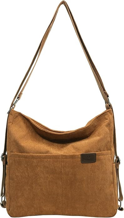 Corduroy Tote Bag Shoulder Bag Convertible Backpack Purse For Women Multi-pocket Hobo Handbags wi... | Amazon (US)