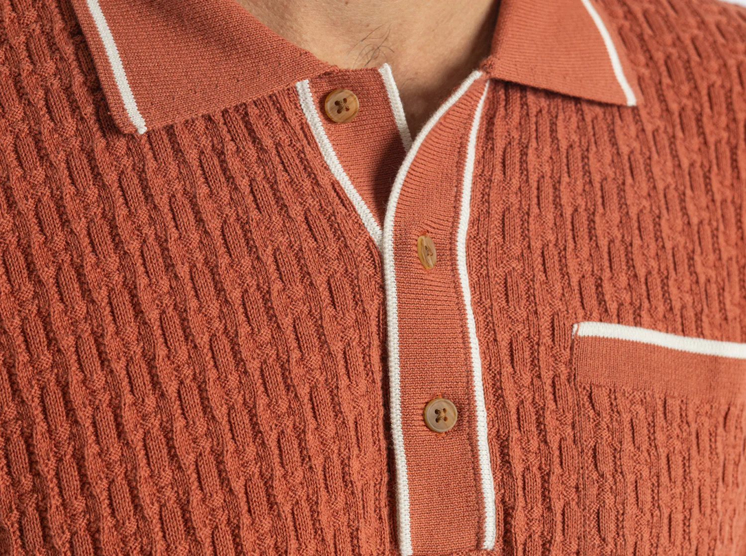 Bungalow Sweater Polo - Rust | Criquet Apparel