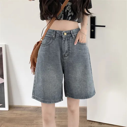 Dute - High Waist Wash Denim Shorts | YesStyle Global