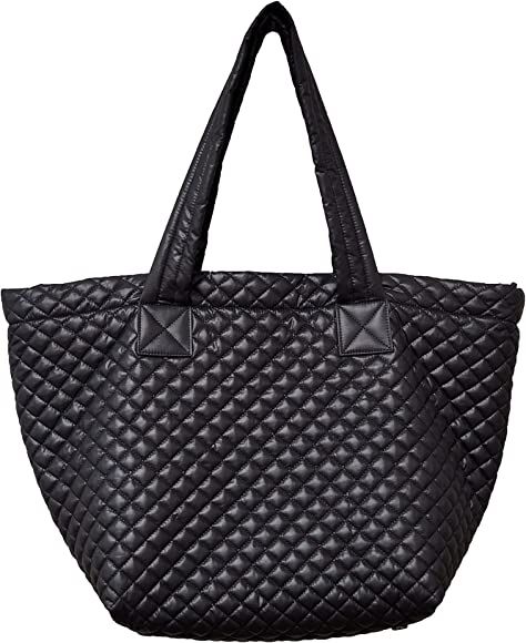 CLARANY Comfortable Lightweight Large Quilted Zipper Tote with Pouch water repellent Black | Amazon (US)