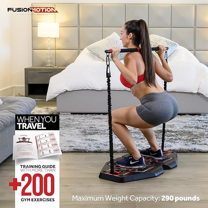 Fusion Motion Portable Gym with 8 Accessories Including Heavy Resistance Bands, Tricep Bar, Ab Ro... | Amazon (US)