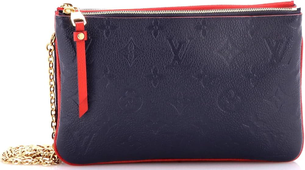 Louis Vuitton  
               Pre-Loved Double Zip Pochette Monogram Empreinte Leather, Blue | Amazon (US)
