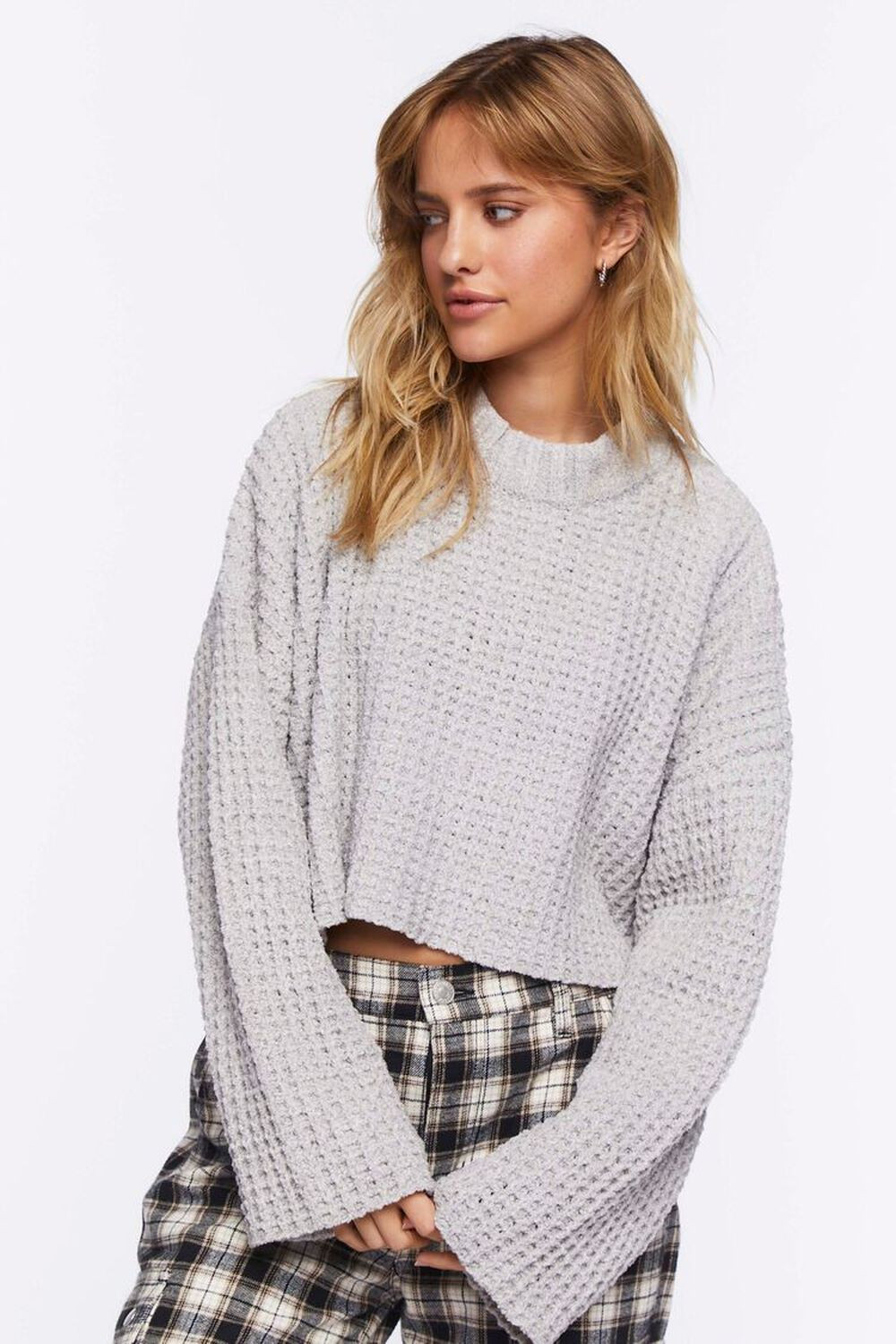 Cropped Waffle Knit Sweater | Forever 21 (US)