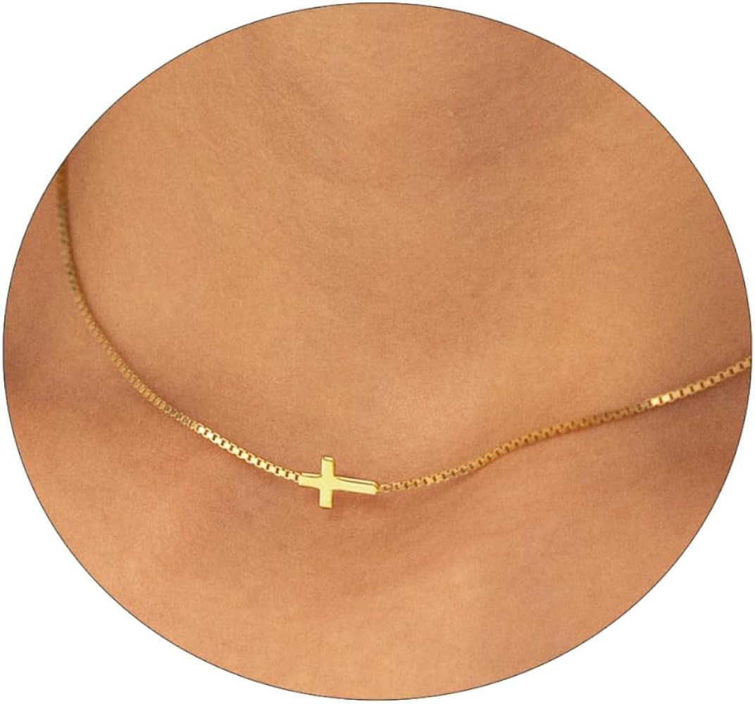 VIROMY Gold Cross Necklace for Women Dainty Diamond Cross Pendant Necklaces Non Tarnish Waterproo... | Amazon (US)