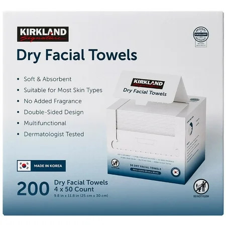 Kirkland Signature Daily Dry Facial Towels, 200 Count | Walmart (US)