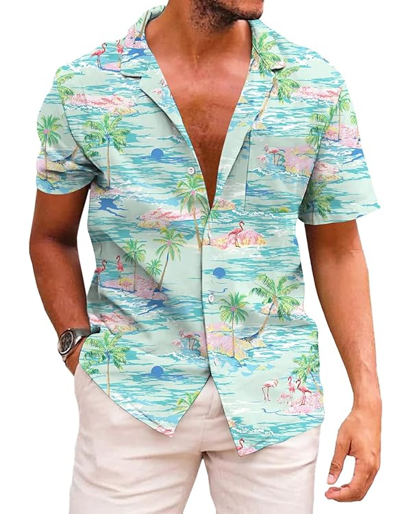 KYKU Funky Hawaiian Shirt for Men Palm Beach Shirts Tropical Vacation Shirts | Amazon (US)