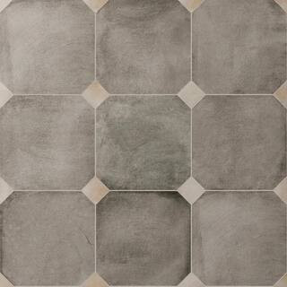 Laverton Octagon Grafito with Taco Arena 8 in. x 8 in. Porcelain Floor and Wall Tile (11.25 sq. f... | The Home Depot