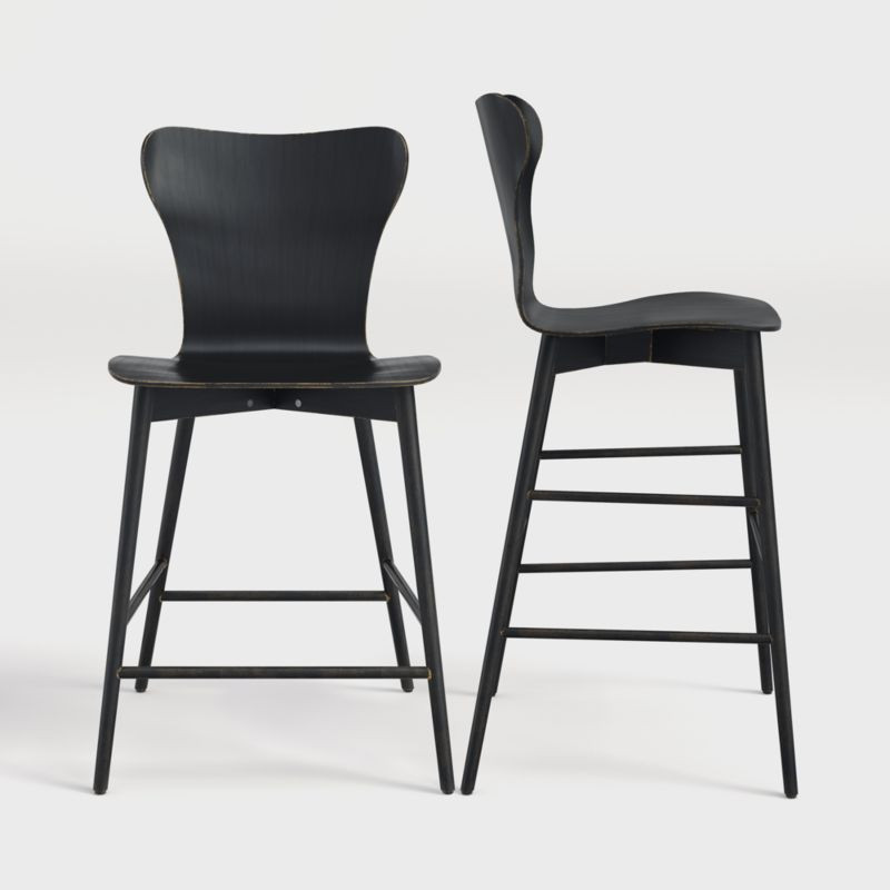 Brera Bruno Black Bar Stools | Crate and Barrel | Crate & Barrel