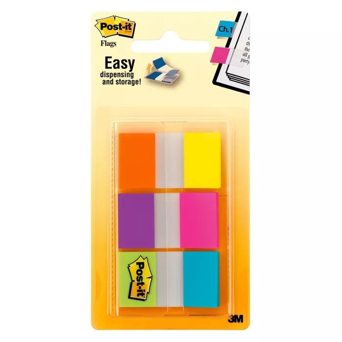 Post-it 60ct .47" Wide Flags with On-the-Go Dispenser - Electric Glow Collection | Target