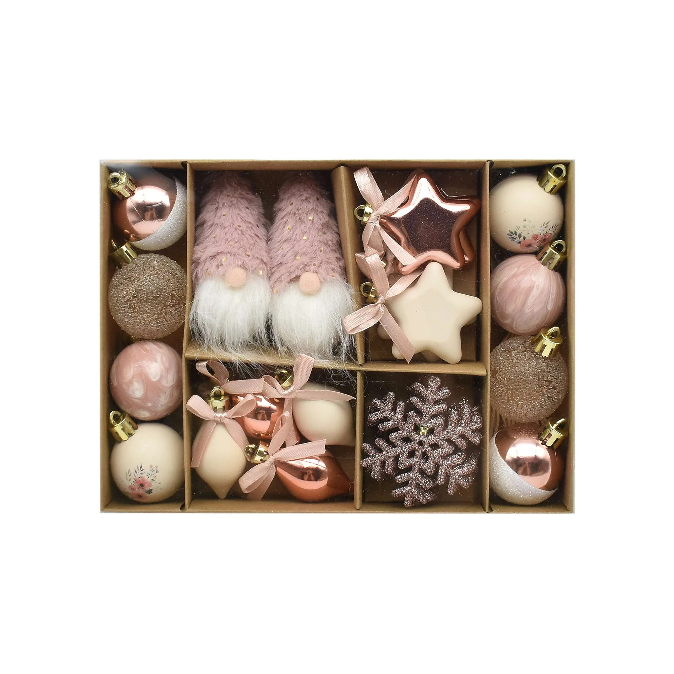 Blushful 24 Count Mini Pink with Gnome Christmas Ornament Set, by Holiday Time | Walmart (US)