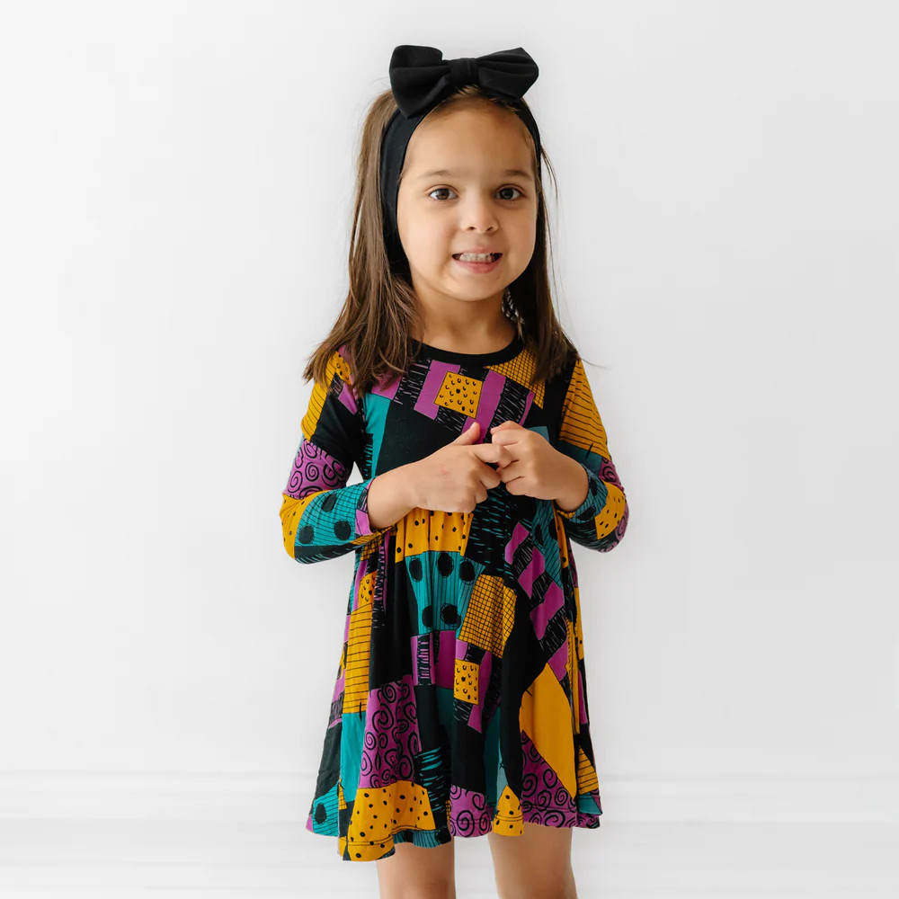 Sally's Patchwork Twirl Dress with Bodysuit | Little Sleepies